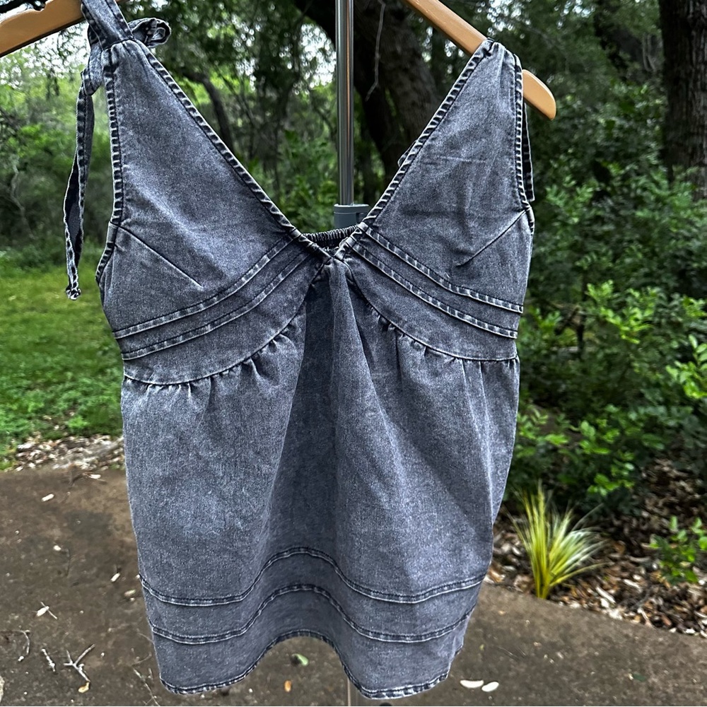 2/$12 Denim Baggy V-neck top